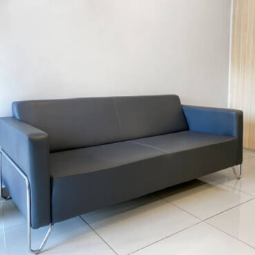 Leather modern sofa in a living room