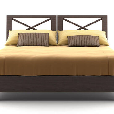 brown wooden bed isolated on white background