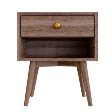 wooden bedside table isolated on white background. 3D illustration