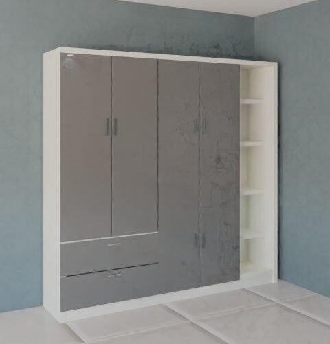 Light Grey and Off white Unit with open bag rack