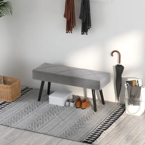 end of bed bench with x shape design and steel legs upholstered hallway bench grey 7