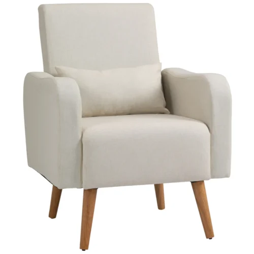 linen touch armchair upholstered lounge sofa club chair cream 93x72x77cm