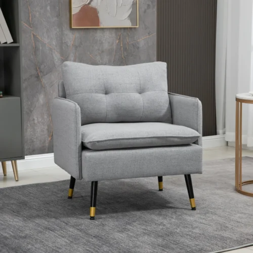 modern accent chair button tufted occasional chair grey 30x25x35 inches 1