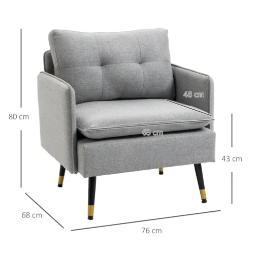 modern accent chair button tufted occasional chair grey 30x25x35 inches 2