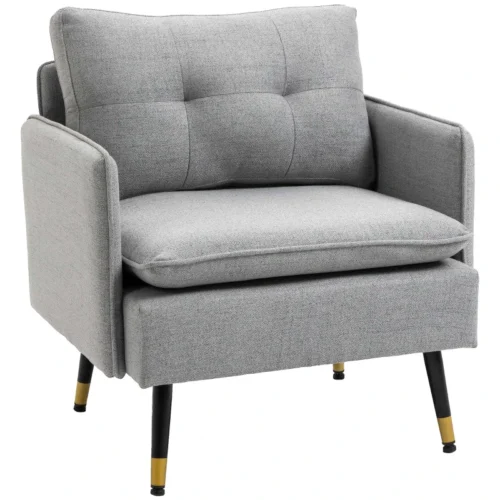 modern accent chair button tufted occasional chair grey 30x25x35 inches